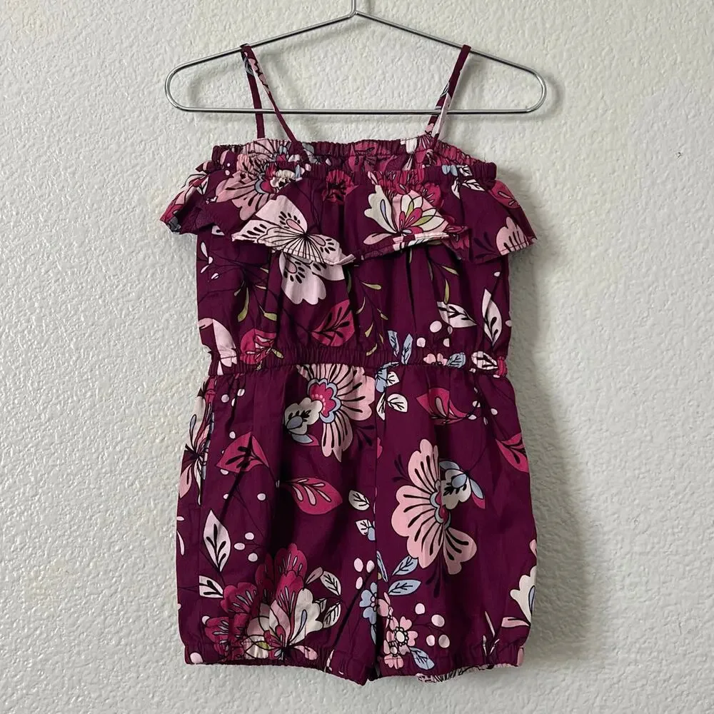 Baby Gap Floral Print Romper Plum Purple